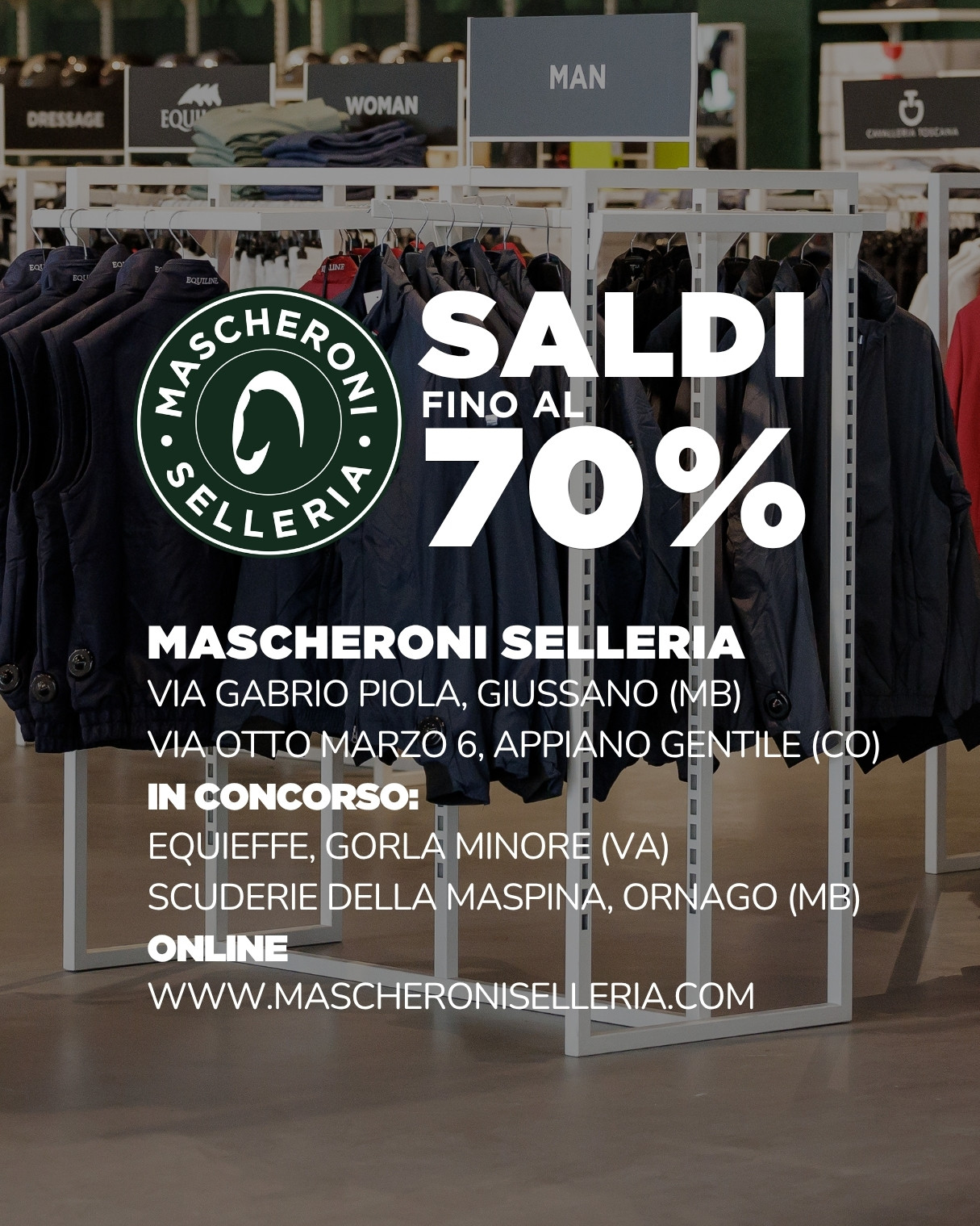 Stile e passione di Mascheroni Selleria e della selezione dei top brand in saldo